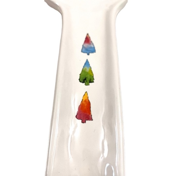 New Rae Dunn Spoon Rest “Joy” with Watercolor Colorful Christmas Trees - Picture 3 of 4